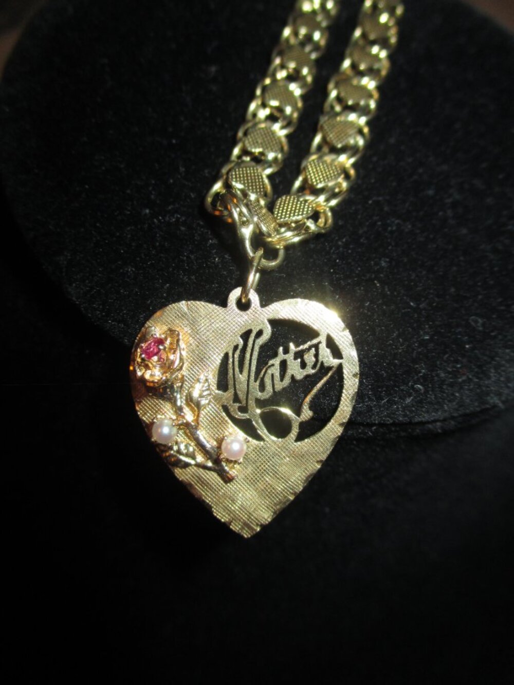 Vintage Estate 14K Gold Mother Heart Charm & Bracelet 1/20 12K GF